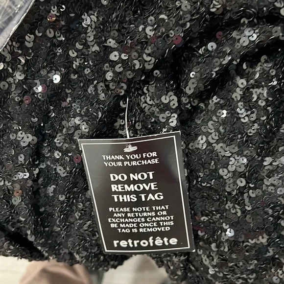 ‼️last call Retrofete Aubrey black sequence mini Long sleeve dress - Picture 7 of 8